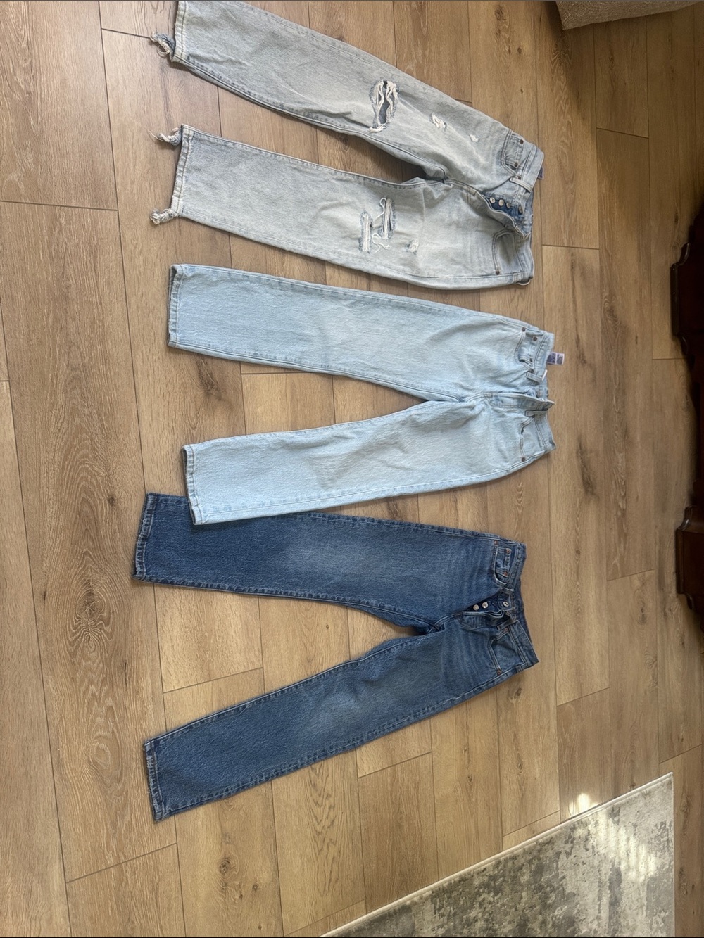 3 pairs Women's Straight Jeans Bundle - Light to Dark Blue Washes